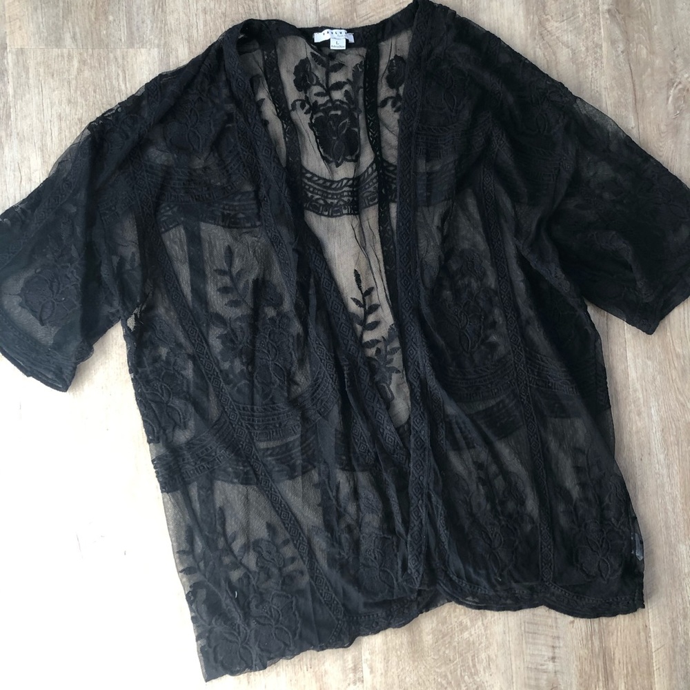 Black sheer kimono style jacket